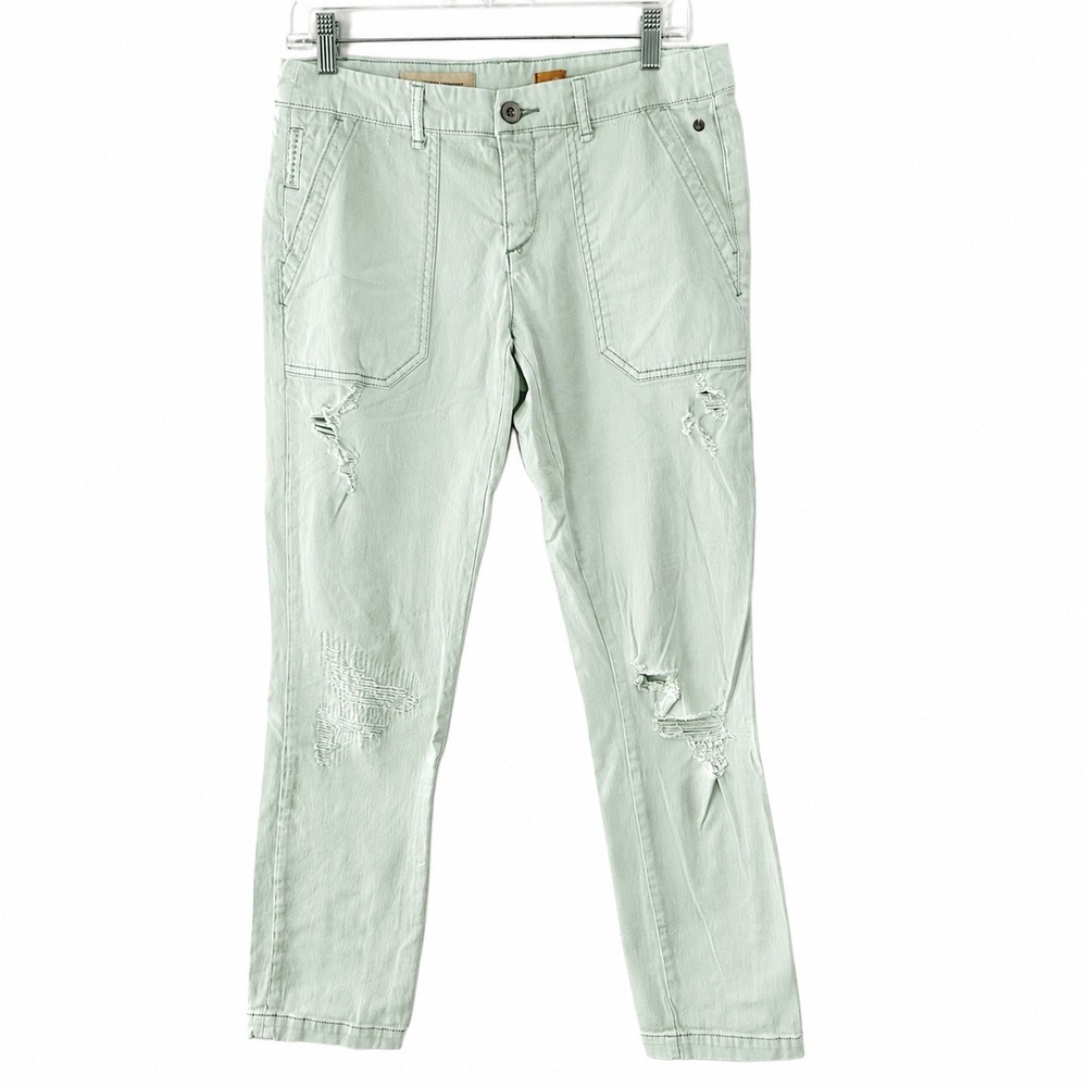 Pilcro & Letterpress Pants Womens 30 Hyphen Mint Green Distressed Utlity Stretch